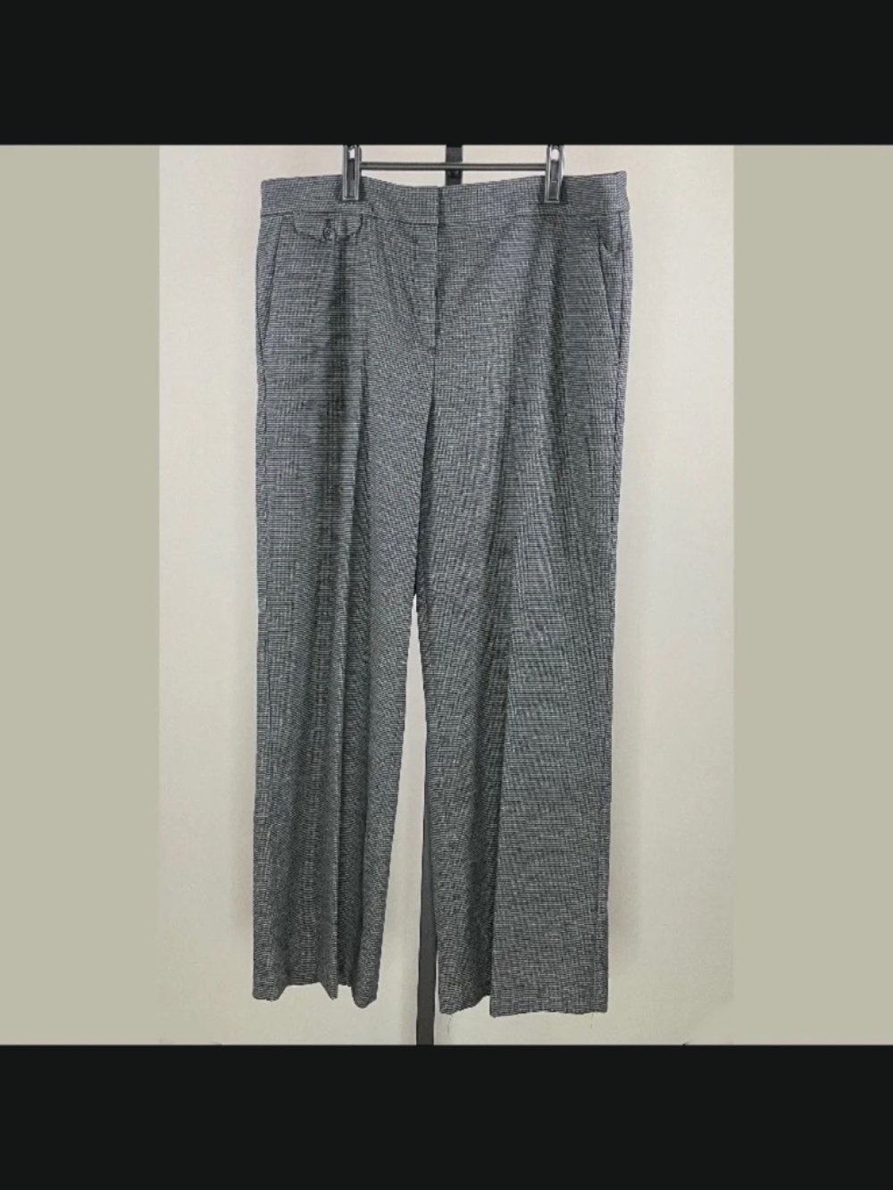 NEW Loft Pants Womens 14 black gray plaid wide leg preppy business casual